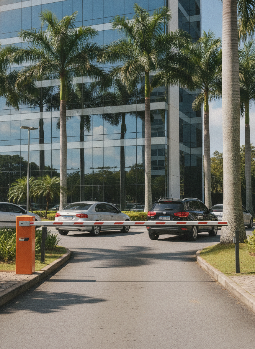 Cancela automática em entrada de estacionamento